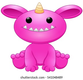 Vector illustration of Cute pink monster cartoon