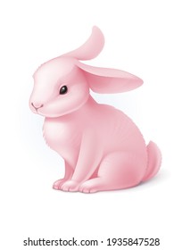 Ilustración vectorial de un lindo conejo rosa.