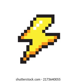 Vector illustration of cute pixel art icon. Geek lightning element in the style of 90s game. Oldschool graphic clipart