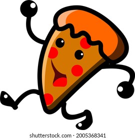 vector illustration cute Pizza mascot cartoon character in kawaii style, happy, smile