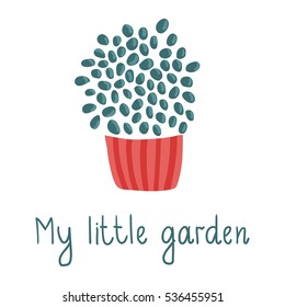 vector illustration of a cute plant in a pot with handwritten text