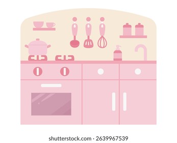 Vector illustration of a cute play kitchen