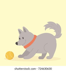 Vector illustration cute playing dog character funny purebred puppy comic happy mammal breed