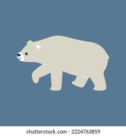 Vector illustration of a cute polar bear. Isolated on blue background