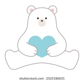 Vector illustration of a cute polar bear. Heart