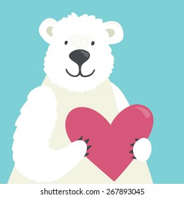 Vector Illustration Cute Polar Bear Heart Stock Vector Royalty Free