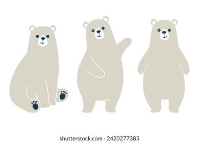 Vector illustration of a cute polar bears. Isolated on white background