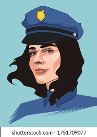 Vector illustration of cute policewomen in uniform