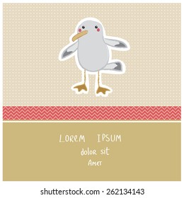 Vector illustration of a cute poster/postcard template, can be used as a scrapbook paper for baby shower or birthday invitation, marine theme