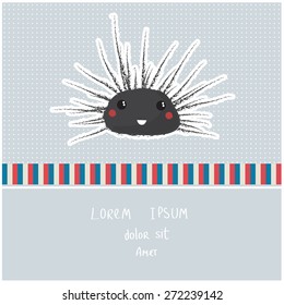 Vector illustration of a cute poster/postcard template, can be used as a scrapbook paper for baby shower or birthday invitation, marine theme