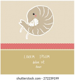 Vector illustration of a cute poster/postcard template, can be used as a scrapbook paper for baby shower or birthday invitation, marine theme