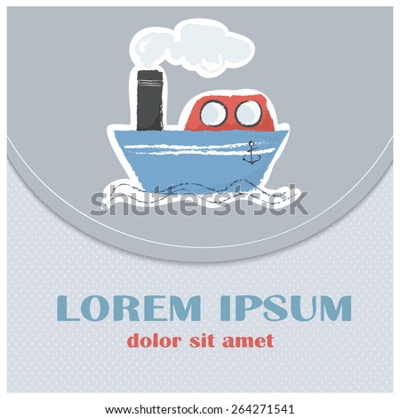 Vector illustration of a cute poster/postcard template, can be used as a scrapbook paper for baby shower or birthday invitation, marine theme