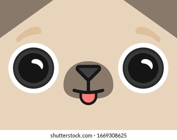 Vector illustration of cute pug face wallpaper