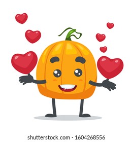 vector illustration of cute pumpkin bring love