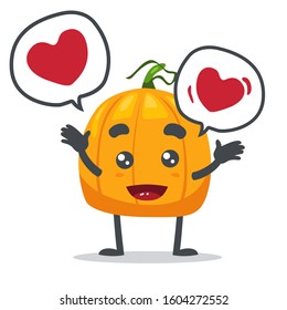 vector illustration of cute pumpkin says love