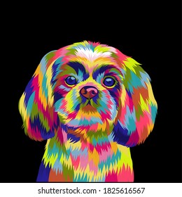 vector illustration of a cute puppy with beautiful colorful 