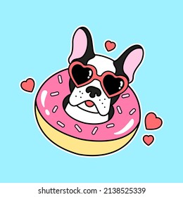 VECTOR ILLUSTRATION OF A CUTE PUPPY IN A DONUT SHAPED LIFEBUOY, SLOGAN PRINT