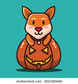 ilustración vectorial de la calabaza adorable de abrazo de cachorros