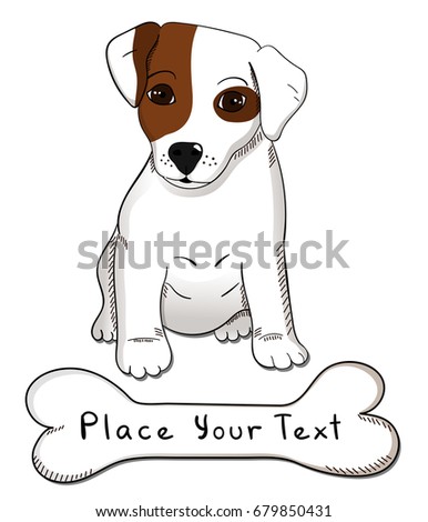 Vector illustration with cute puppy of Jack Russel terrier with place for your text. Hand drawn dog