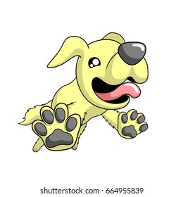 Vector illustration of a cute puppy playfully running or jumping.