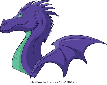 vector illustration cute purple dragon