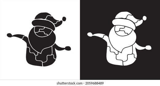 Ilustración vectorial del puzzle de Santa Claus. Diseño gráfico aislado para tarjetas de Navidad, saludos, impresión, carteles y fondo.