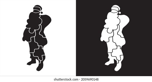 Ilustración vectorial del puzzle de Santa Claus. Diseño gráfico aislado para tarjetas de Navidad, saludos, impresión, carteles y fondo.