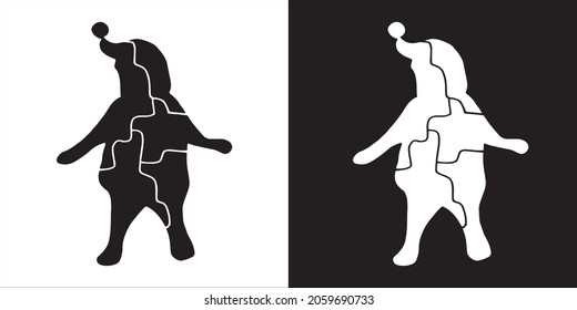 Vector Illustration of Cute Puzzle Santa Claus. Isolated Graphic Design for Christmas Card, Greetings, Print, Banners and Background.