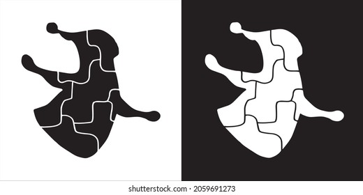 Vector Illustration of Cute Puzzle Santa Claus. Isolated Graphic Design for Christmas Card, Greetings, Print, Banners and Background.