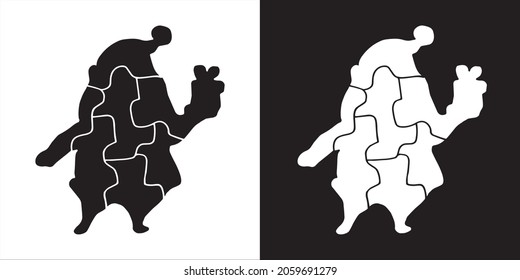 Ilustración vectorial del puzzle de Santa Claus. Diseño gráfico aislado para tarjetas de Navidad, saludos, impresión, carteles y fondo.