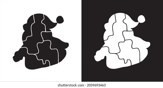 Vector Illustration of Cute Puzzle Santa Claus. Isolated Graphic Design for Christmas Card, Greetings, Print, Banners and Background.