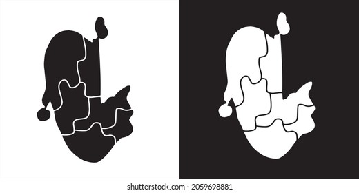 Vector Illustration of Cute Puzzle Santa Claus. Isolated Graphic Design for Christmas Card, Greetings, Print, Banners and Background.