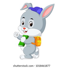 vector illustration of cute rabbit with backpack