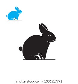 Vector Illustration Cute rabbit black Smiles Solid Design - Vector
