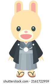 Ilustración vectorial del conejo Cute con un kimono