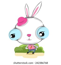 vector illustration of cute rabbit cartoon drawing style