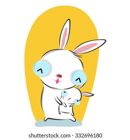 vector illustration of cute rabbit cartoon  drawing style