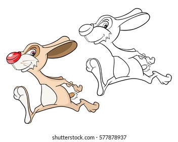 Vector Illustration of a Cute Rabbit. Cartoon Character. Coloring Book