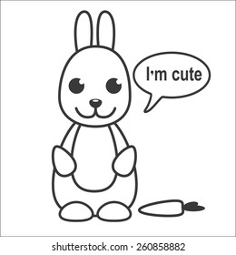 Vector illustration of a cute rabbit cat. Flat design