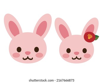 Vector illustration of cute rabbit couple face