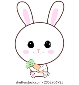 vector illustration of a cute rabbit holding a carrot