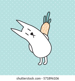 vector illustration of a cute rabbit holding a big carrot behind
