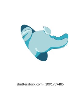 Vector illustration of a cute rabbit jumping into a rabbit hole, isolated on white