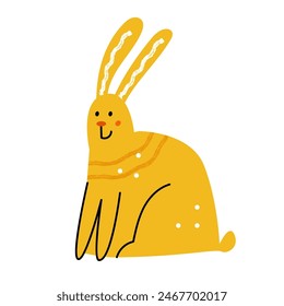 Vector illustration with cute rabbit on white background
