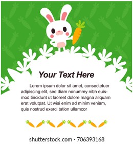 Vector illustration of cute rabbit on  message board for invitation card, banner, poster.