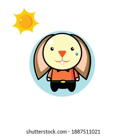 Vector illustration of cute rabbit sweating design