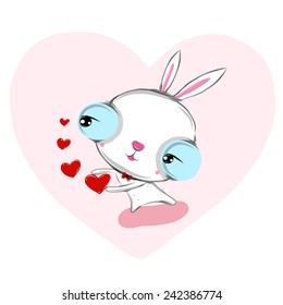 vector illustration of cute rabbit sweet love  cartoon drawing style