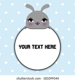 Vector illustration of cute rabbit with text box 