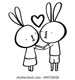 vector illustration cute rabbits in love. 