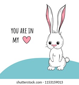 Vector illustration of a Cute rabbit.Scandinavian motives.